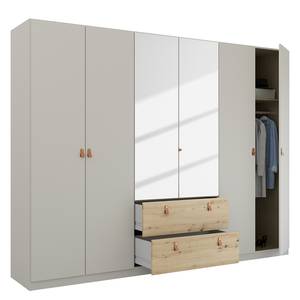 Armoire Homey avec tiroirs Gris soie - Largeur : 270 cm - Avec portes miroir