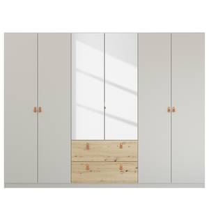 Armoire Homey avec tiroirs Gris soie - Largeur : 270 cm - Avec portes miroir