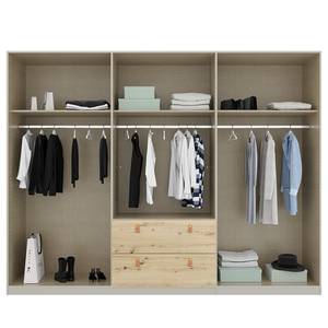 Armoire Homey avec tiroirs Gris soie - Largeur : 270 cm - Avec portes miroir