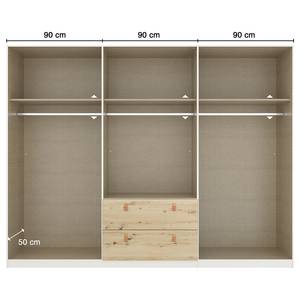 Armoire Homey avec tiroirs Gris soie - Largeur : 270 cm - Avec portes miroir