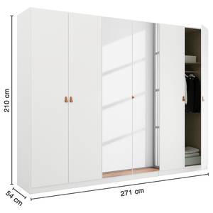 Armoire à portes battantes Homey Blanc alpin - Largeur : 270 cm - Avec portes miroir