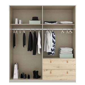 Armoire Homey avec tiroirs Gris soie - Largeur : 180 cm - Avec portes miroir