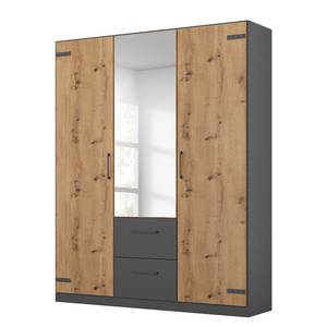 Drehtürenschrank Butte Eiche Artisan Dekor / Graumetallic - Breite: 136 cm