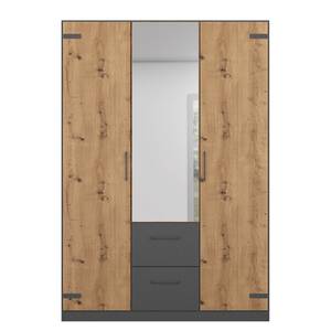 Drehtürenschrank Butte Eiche Artisan Dekor / Graumetallic - Breite: 136 cm