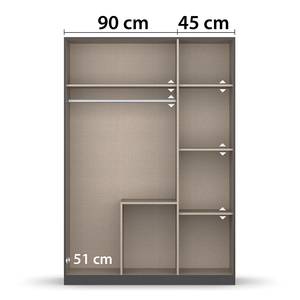 Drehtürenschrank Butte Eiche Artisan Dekor / Graumetallic - Breite: 136 cm