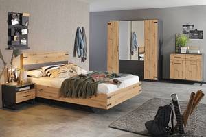 Bedframe Butte Artisan eikenhouten look/grijs metallic - 140 x 200cm