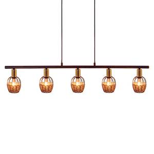 Suspension Corbis 5 ampoules Fer / Rotin - Noir / Marron