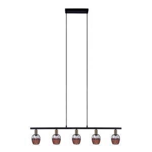 Suspension Corbis 5 ampoules Fer / Rotin - Noir / Marron