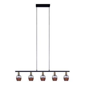 Suspension Corbis 5 ampoules Fer / Rotin - Noir / Marron