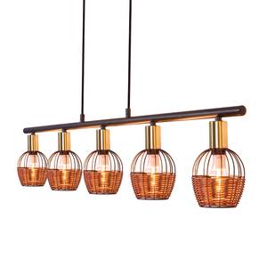 Hanglamp Corbis 5 lichtbronnen ijzer/rotan - zwart/bruin