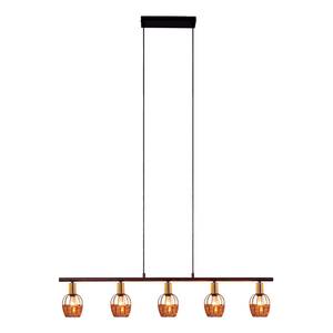 Hanglamp Corbis 5 lichtbronnen ijzer/rotan - zwart/bruin