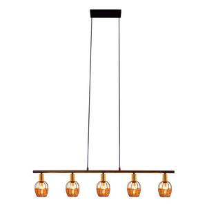 Hanglamp Corbis 5 lichtbronnen ijzer/rotan - zwart/bruin