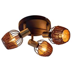 Lampada da soffitto a 3 luci Corbis Ferro / Rattan - Nero / Marrone