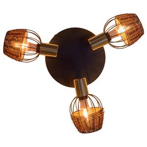 Lampada da soffitto a 3 luci Corbis Ferro / Rattan - Nero / Marrone