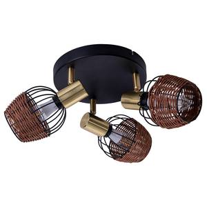 Plafondlamp Corbis 3 lichtbronnen ijzer/rotan - zwart/bruin