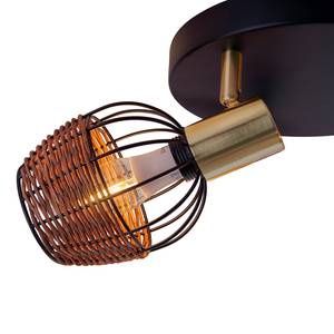 Lampada da soffitto a 3 luci Corbis Ferro / Rattan - Nero / Marrone