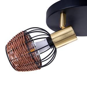 Plafonnier Corbis 3 ampoules Fer / Rotin - Noir / Marron