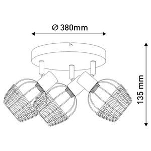 Plafonnier Corbis 3 ampoules Fer / Rotin - Noir / Marron