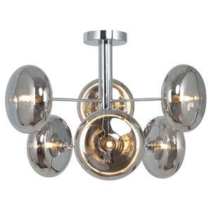 Plafondlamp Explosion transparant glas/staal - 6 lichtbronnen - Zilver