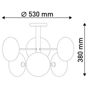 Plafondlamp Explosion transparant glas/staal - 6 lichtbronnen - Zilver