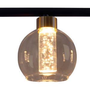 Hanglamp Brass transparant glas/ijzer/acrylglas - zwart/goudkleurig - 5 lichtbronnen