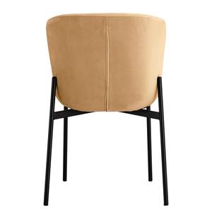 Gestoffeerde stoel Mouzon set van 2 Velours Walli: Caramelkleurig - Zwart