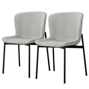 Chaises capitonnées Mouzon - Lot de 2 Velours Walli: Gris clair - Noir