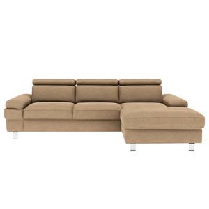 Ecksofa Mundau Microfaser - Microfaser Ira: Beige - Longchair davorstehend rechts - Ohne Schlaffunktion