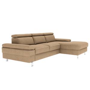 Ecksofa Mundau Microfaser - Microfaser Ira: Beige - Longchair davorstehend rechts - Ohne Schlaffunktion