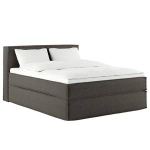 Premium Boxspringbett KINX Recycelter Strukturstoff Gesa: Anthrazit - 140 x 200cm - H2 - 100 cm