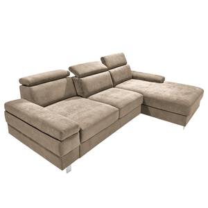 Ecksofa Mundau Webstoff - Webstoff Cuna: Latte Macchiato - Longchair davorstehend rechts - Ohne Schlaffunktion