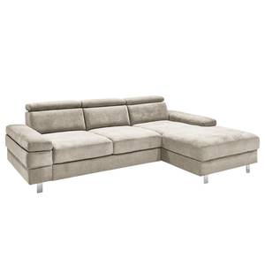 Ecksofa Mundau Webstoff - Webstoff Cuna: Beige - Longchair davorstehend rechts - Ohne Schlaffunktion