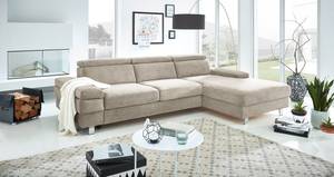 Ecksofa Mundau Webstoff - Webstoff Cuna: Beige - Longchair davorstehend rechts - Ohne Schlaffunktion