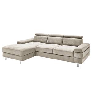 Ecksofa Mundau Webstoff - Webstoff Cuna: Beige - Longchair davorstehend links - Ohne Schlaffunktion