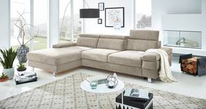 Ecksofa Mundau Webstoff - Webstoff Cuna: Beige - Longchair davorstehend links - Ohne Schlaffunktion