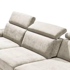 Ecksofa Mundau Webstoff - Webstoff Cuna: Beige - Longchair davorstehend links - Ohne Schlaffunktion