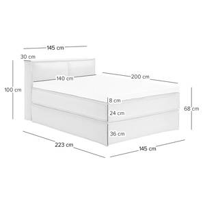 Letto boxspring Kinx Tessuto strutturato riciclato Gesa: grigio - 140 x 200cm - H2 - 100 cm