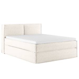 Lit boxspring Kinx Tissu structuré recyclé Gesa: Blanc - 160 x 200cm - D2 souple - 100 cm