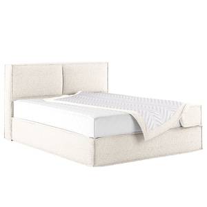 Lit boxspring Kinx Tissu structuré recyclé Gesa: Blanc - 160 x 200cm - D2 souple - 100 cm