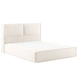 Lit boxspring Kinx Tissu structuré recyclé Gesa: Blanc - 160 x 200cm - D2 souple - 100 cm