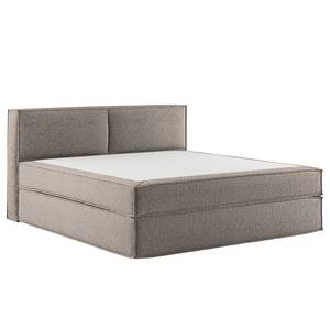 Lit boxspring Kinx Tissu structure recyclé Gesa: Gris - 200 x 200cm - D2 souple - 100 cm