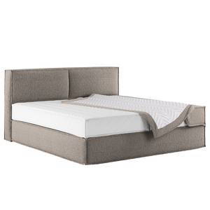 Lit boxspring Kinx Tissu structure recyclé Gesa: Gris - 200 x 200cm - D2 souple - 100 cm