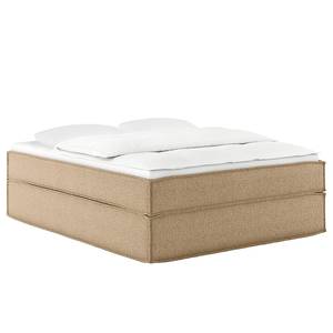 Lit boxspring Kinx Tissu structure recyclé Gesa: Beige - 160 x 200cm - D2 souple - Sans