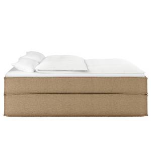 Lit boxspring Kinx Tissu structure recyclé Gesa: Beige - 160 x 200cm - D2 souple - Sans