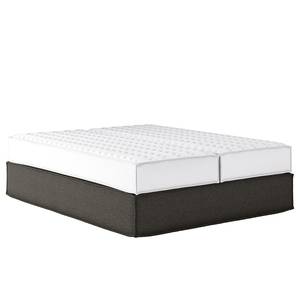 Lit boxspring Kinx Tissu structure recyclé Gesa: Anthracite - 160 x 200cm - D2 souple - Sans