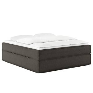 Lit boxspring Kinx Tissu structure recyclé Gesa: Anthracite - 200 x 200cm - D2 souple - Sans