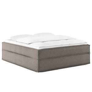 Lit boxspring Kinx Tissu structure recyclé Gesa: Gris - 200 x 200cm - D2 souple - Sans