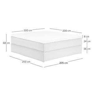 Lit boxspring Kinx Tissu structure recyclé Gesa: Gris - 200 x 200cm - D2 souple - Sans