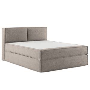 Lit boxspring Kinx Tissu structure recyclé Gesa: Gris - 160 x 200cm - D2 souple - 100 cm