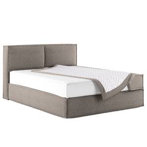 Lit boxspring Kinx Tissu structure recyclé Gesa: Gris - 160 x 200cm - D2 souple - 100 cm